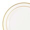 Smarty Had A Party 10.25" White with Gold Edge Rim Plastic Dinner Plates (120 Plates), 120PK 110G-CASE - alternate 1